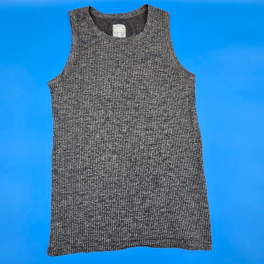 Athleta Essence Ribbed High Neck Tank Large L Charcoal Gray Heather 384808